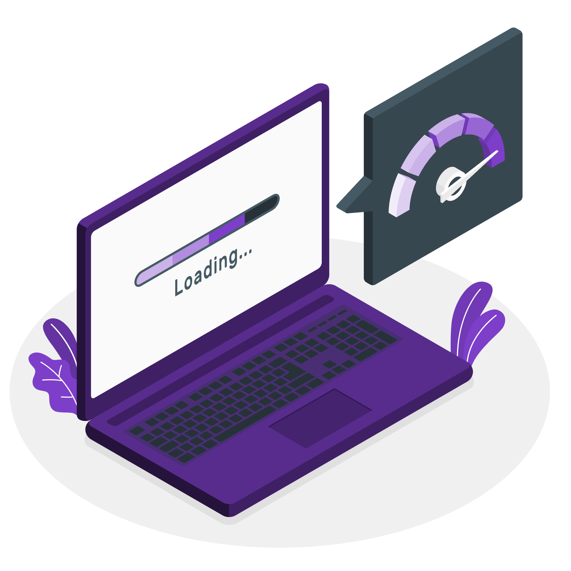 Illustration of a fast-working laptop symbolizing efficiency and performance.